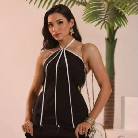 Macaquinho Feminino Listrado com Bojo