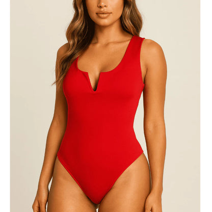 Body Feminino Regata Decote V em Suplex Premium