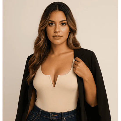 Body Feminino Regata Decote V em Suplex Premium