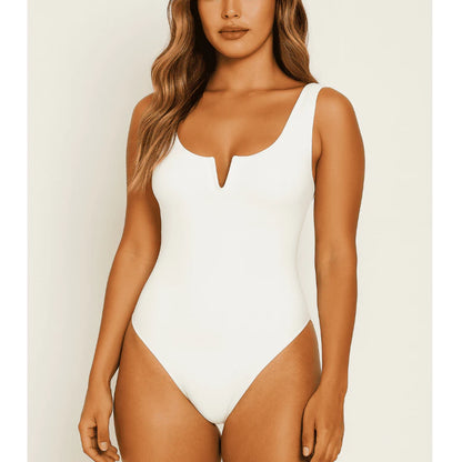 Body Feminino Regata Decote V em Suplex Premium