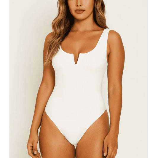 Body Feminino Regata Decote V em Suplex Premium
