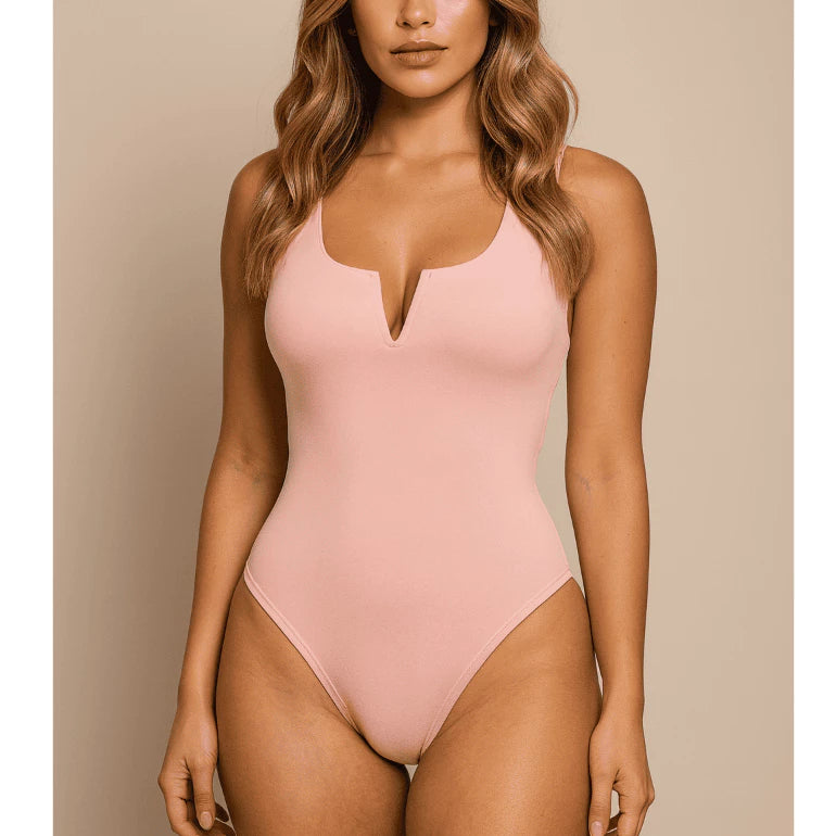 Body Feminino Regata Decote V em Suplex Premium