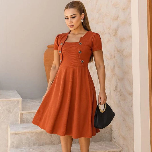 Vestido Midi Godê Evangélico com Blazer Fake Feminino Social Elegante