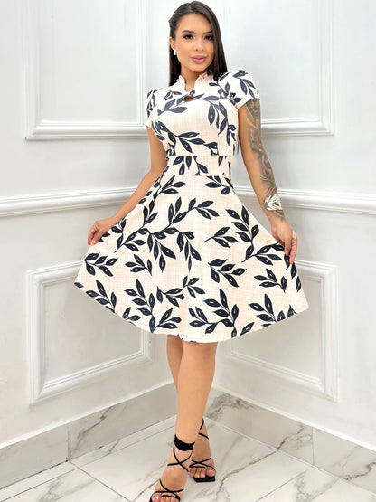 Vestido Feminino Solto Rodadinho com Manga Bufante