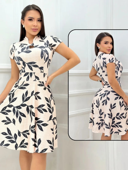 Vestido Feminino Solto Rodadinho com Manga Bufante