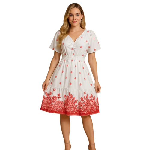 Vestido Curto Feminino Soltinho com Lastex na Cintura em Crepinho