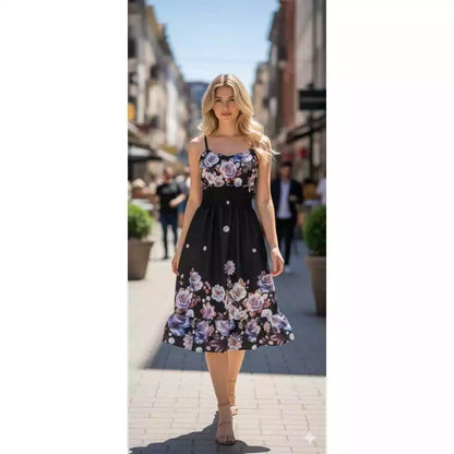 Vestido Midi Feminino Estampado Floral com Bojo