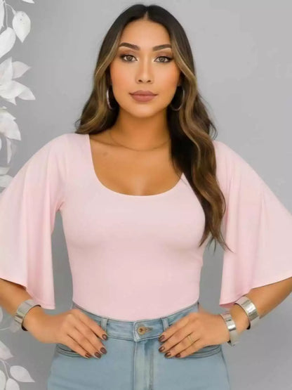 Body Feminino Manga Flare em Suplex Premium