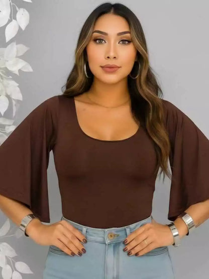 Body Feminino Manga Flare em Suplex Premium