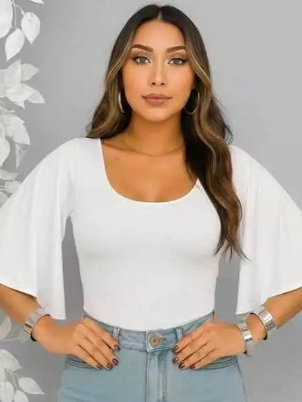 Body Feminino Manga Flare em Suplex Premium