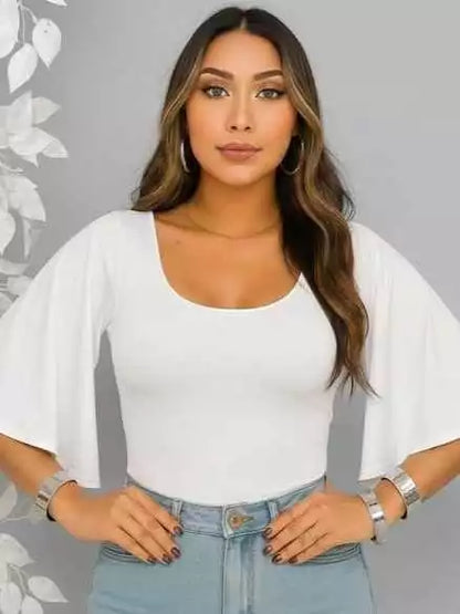 Body Feminino Manga Flare em Suplex Premium