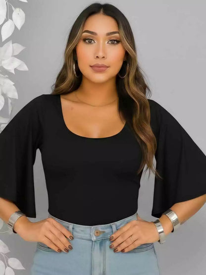 Body Feminino Manga Flare em Suplex Premium