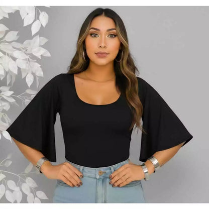 Body Feminino Manga Flare em Suplex Premium