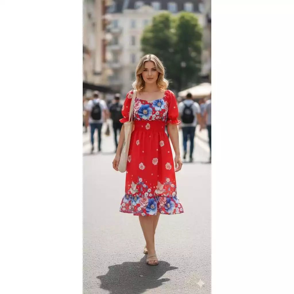 Vestido Midi Feminino Estampado Floral com Bojo