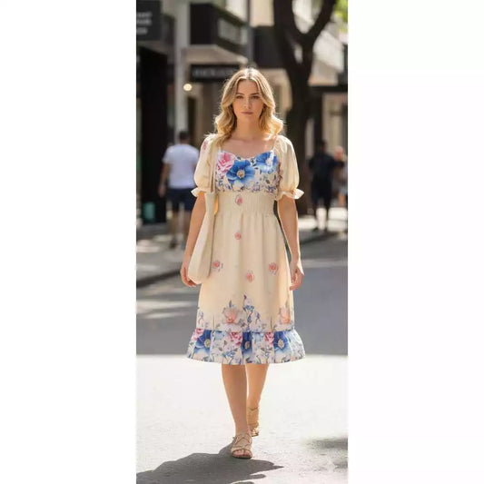 Vestido Midi Feminino Estampado Floral com Bojo