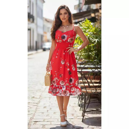 Vestido Midi Feminino Estampado Floral com Bojo