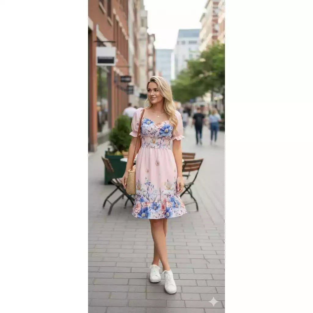 Vestido Midi Feminino Estampado Floral com Bojo