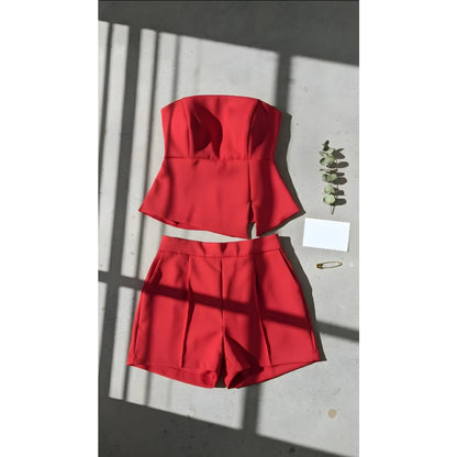 Conjunto Feminino Luxo Tomara Que Caia e Short Elegante