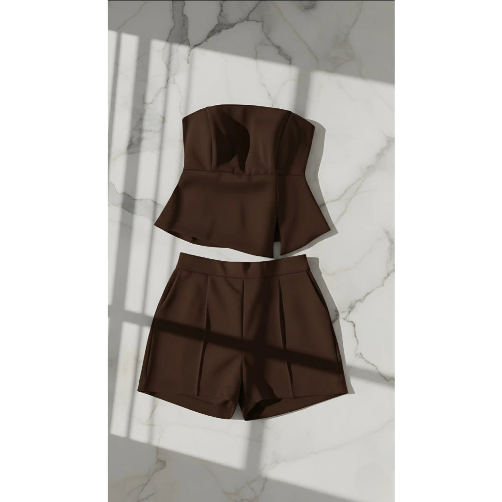 Conjunto Feminino Luxo Tomara Que Caia e Short Elegante