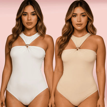 Body Feminino Elegante em Suplex Premium com Argola Dourada