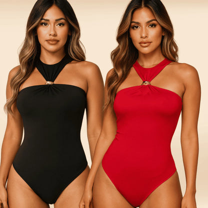 Body Feminino Elegante em Suplex Premium com Argola Dourada