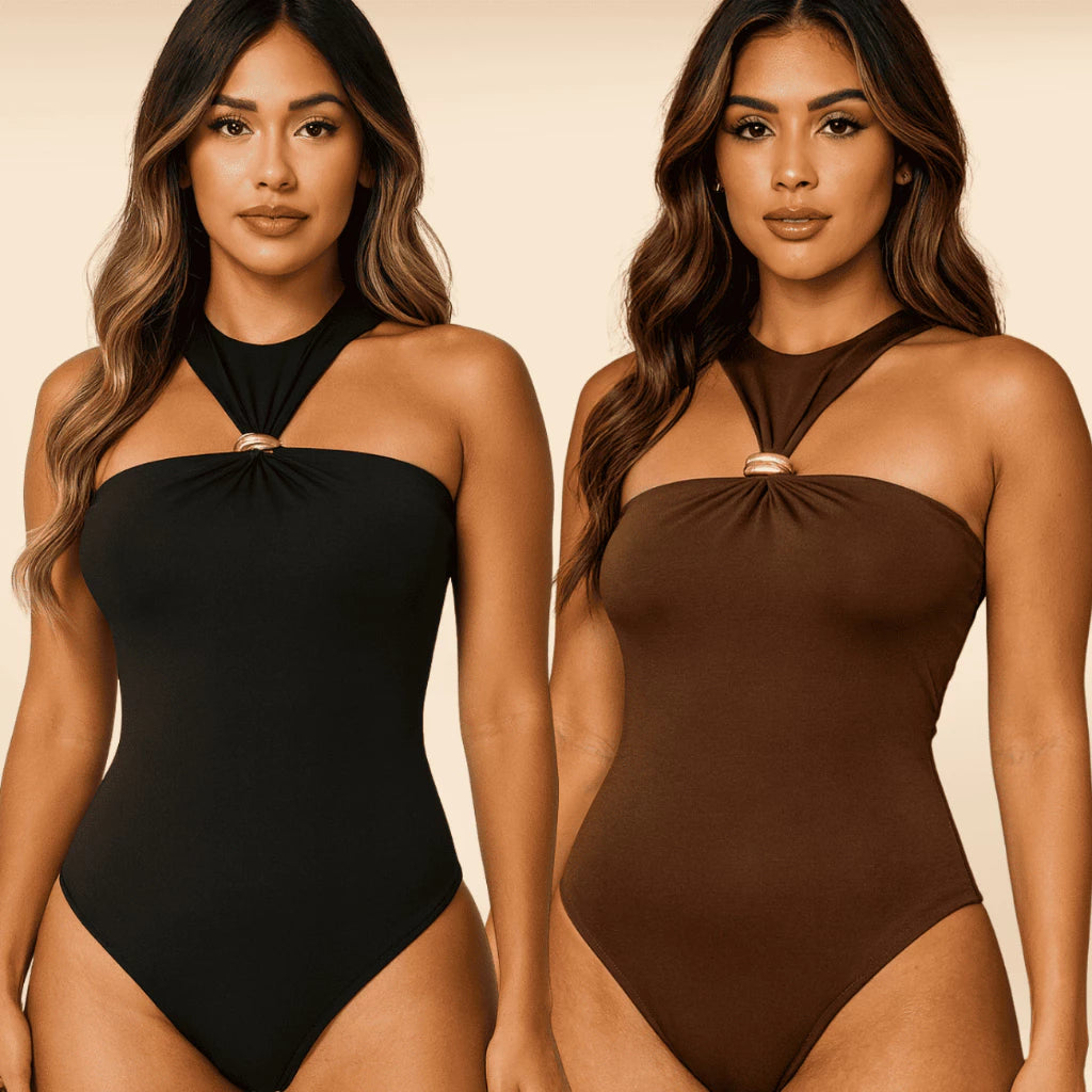 Body Feminino Elegante em Suplex Premium com Argola Dourada