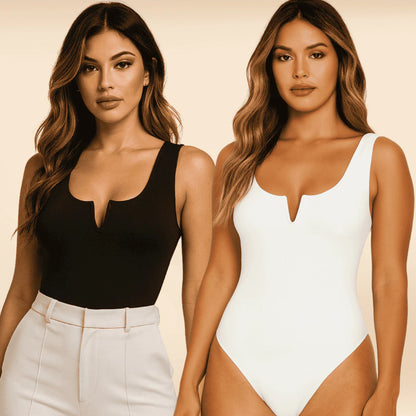 Body Feminino Regata Decote V em Suplex Premium