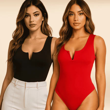 Body Feminino Regata Decote V em Suplex Premium