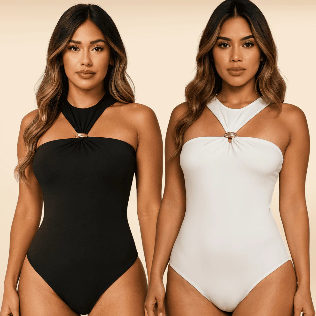 Body Feminino Elegante em Suplex Premium com Argola Dourada