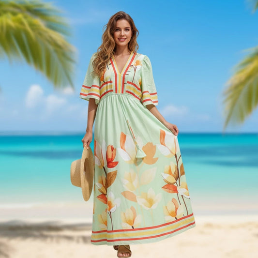 Vestido Longo Farm Estampado Floral & Araras