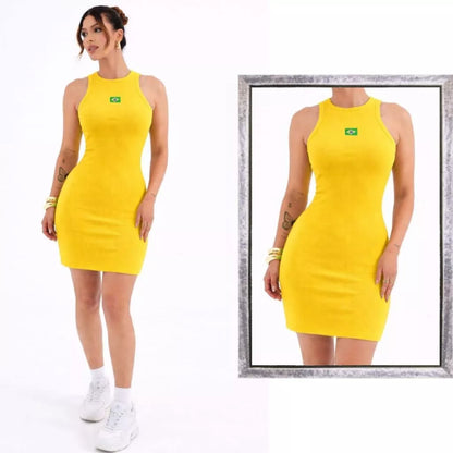 Vestido Tubinho Feminino Brasil com Emblema Bordado – Estilo e Personalidade