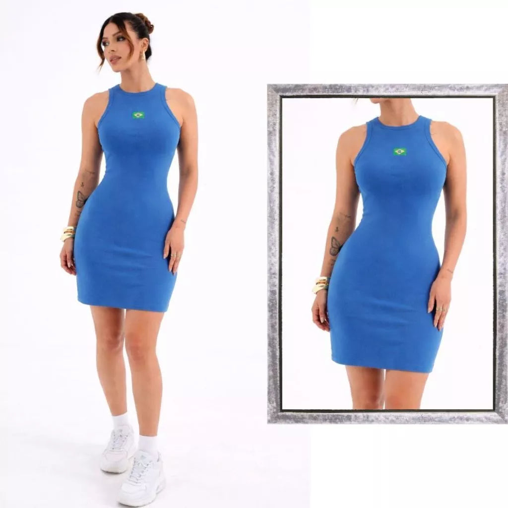 Vestido Tubinho Feminino Brasil com Emblema Bordado – Estilo e Personalidade