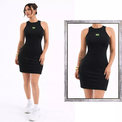 Vestido Tubinho Feminino Brasil com Emblema Bordado – Estilo e Personalidade