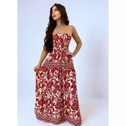 Vestido Longo Feminino Tropical Tomara que Caia Estampado – Leve e Elegante