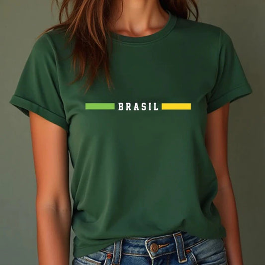 Blusa Feminina Camiseta do Brasil Copa 2026 Varias estampas Algodão
