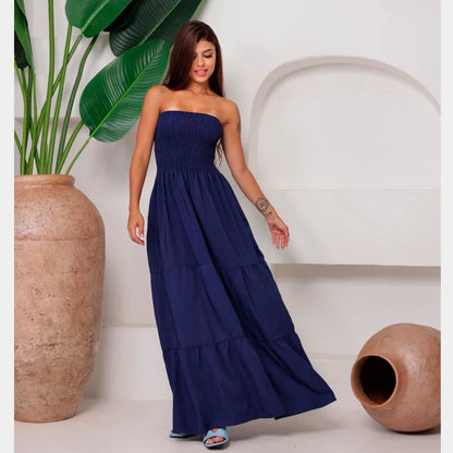 Vestido Longo Feminino Tropical Tomara que Caia Estampado – Leve e Elegante