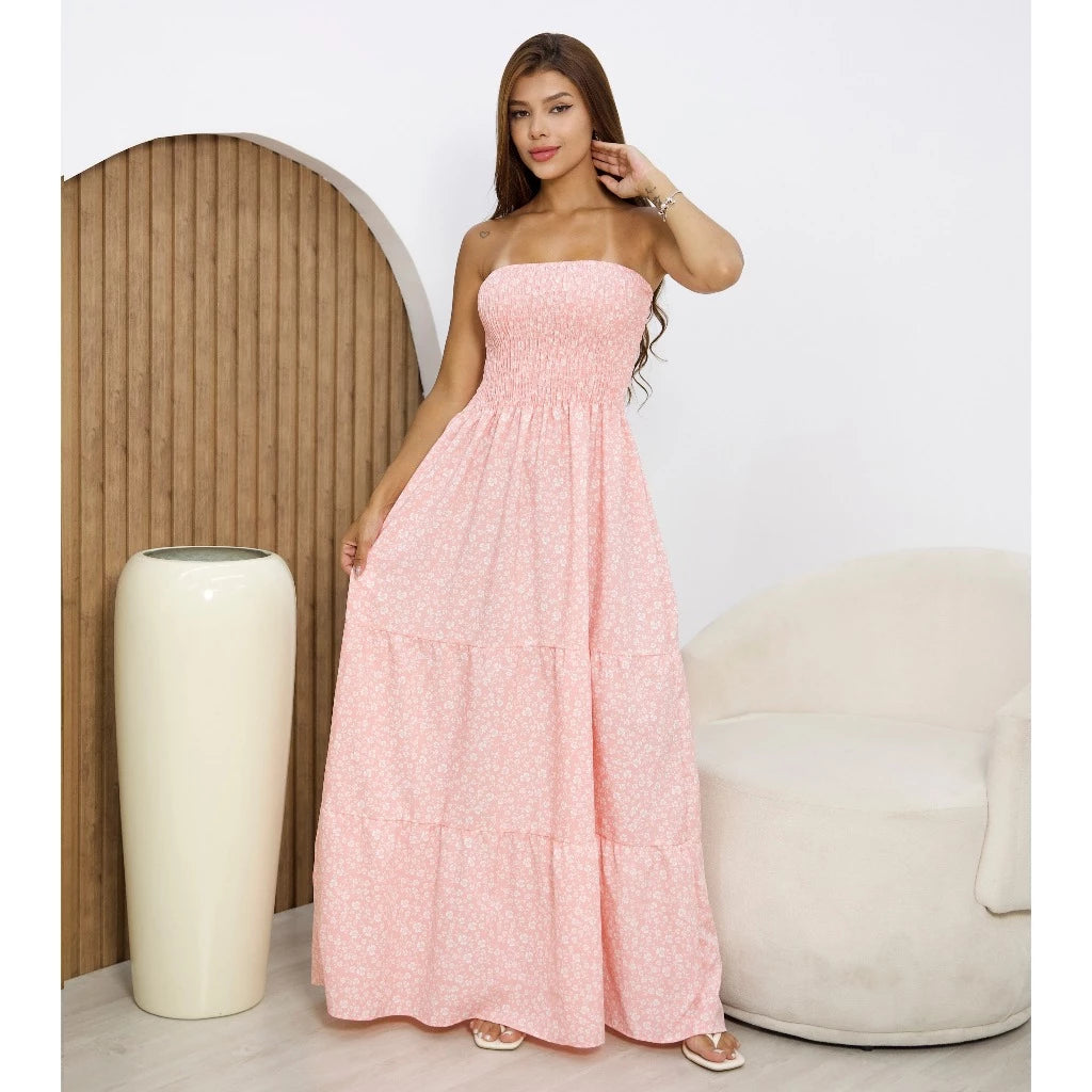 Vestido Longo Feminino Tropical Tomara que Caia Estampado – Leve e Elegante
