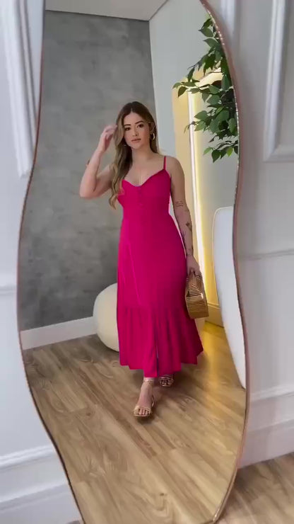 Vestido Longo Feminino em Viscose com Alcinha – Leveza e Elegância