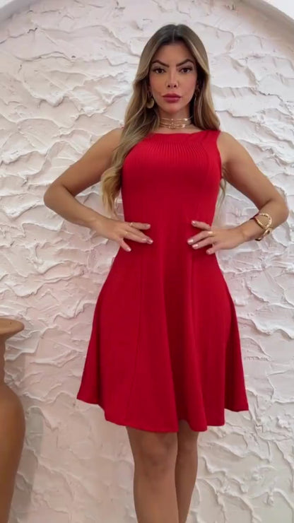 Vestido Rodado Feminino Acinturado Regata – Leveza e Elegância