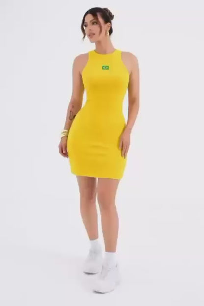 Vestido Tubinho Feminino Brasil com Emblema Bordado – Estilo e Personalidade