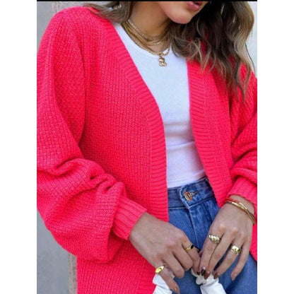 Cardigan Tricô Outono /Inverno Manga longa casaquinho Feminino