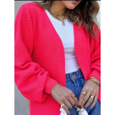 Cardigan Tricô Outono /Inverno Manga longa casaquinho Feminino