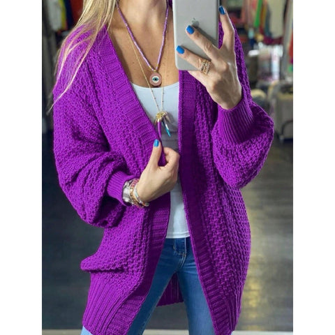 Cardigan Tricô Outono /Inverno Manga longa casaquinho Feminino