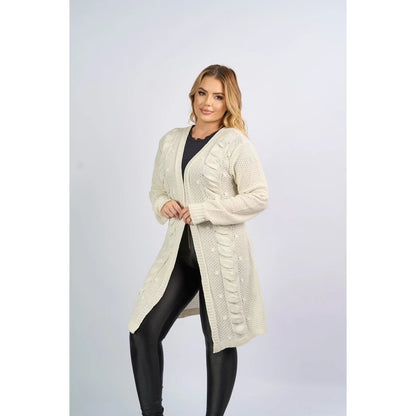 Casaco cardigan Aberto Manga Longa tranças Tricô Inverno