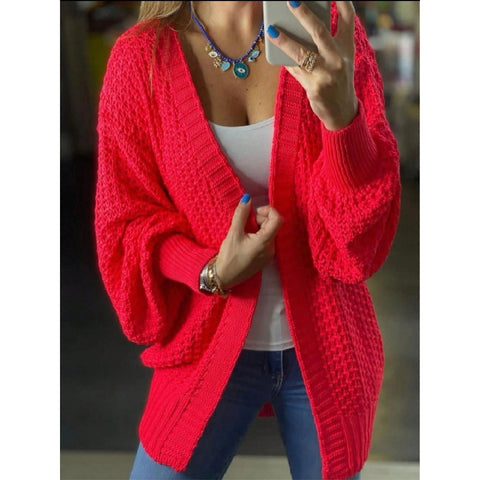 Cardigan Tricô Outono /Inverno Manga longa casaquinho Feminino