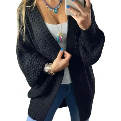 Cardigan Tricô Outono /Inverno Manga longa casaquinho Feminino