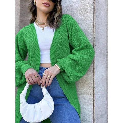 Cardigan Tricô Outono /Inverno Manga longa casaquinho Feminino