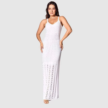Vestido Longo Feminino Regata Tricot com Fenda Lateral Premium